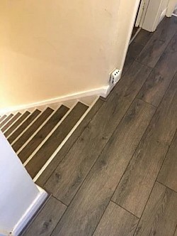 Flooring laminate stair nose accessories Runcorn.  You can have laminate on your stairs with the use of our flooring extras