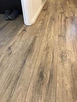 Foxwood flooring laminate flooring installed. Clearly visible use of our superior 5mm board underlay as STANDARD on all our installations in Runcorn and Liverpool